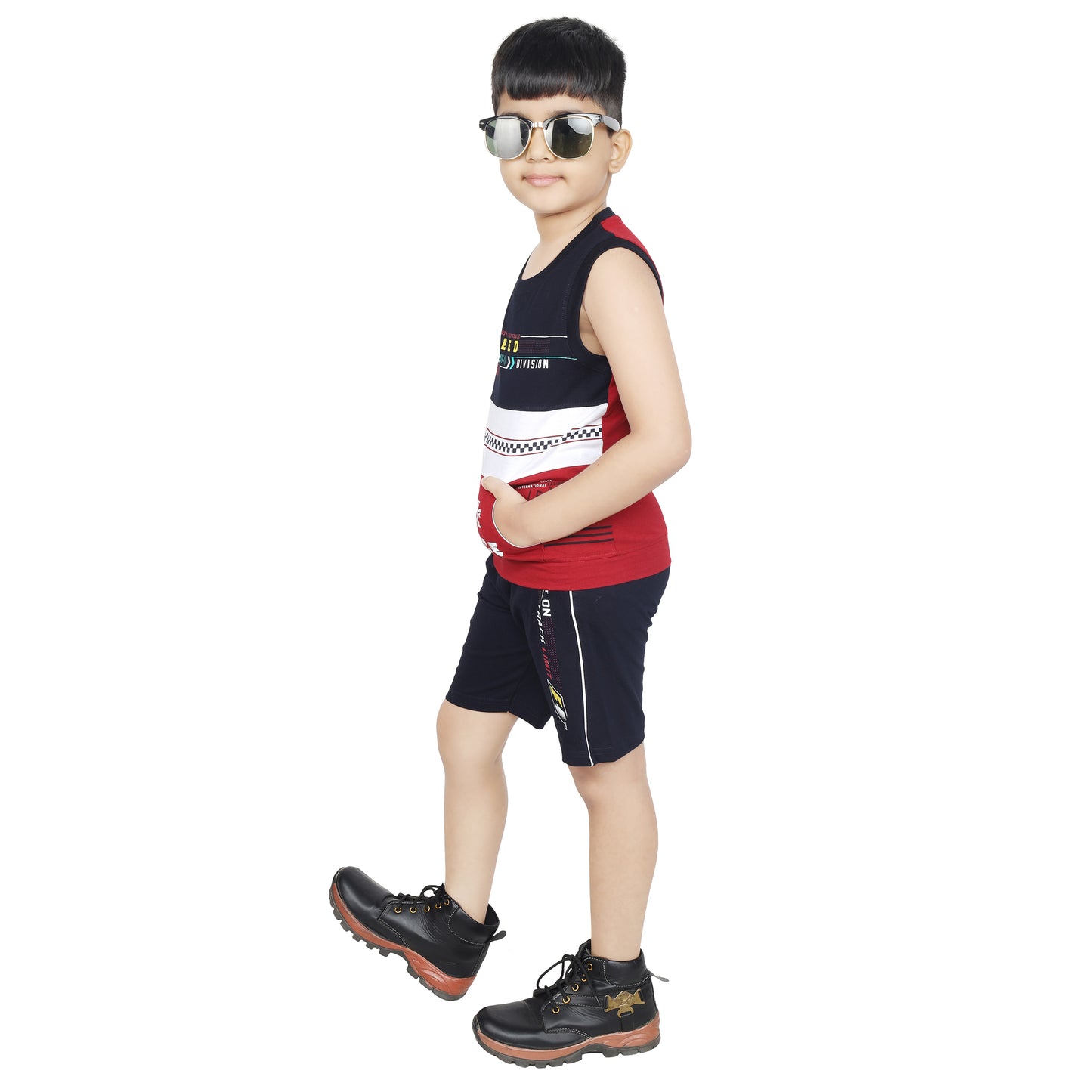 Toddler Boy's Cotton Sleeveless Top Tank Maroon T-shirt (6 Months - 7 Years)