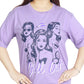 Trendy Oversized Back/Front Graphic Print  Violet T-Shirt