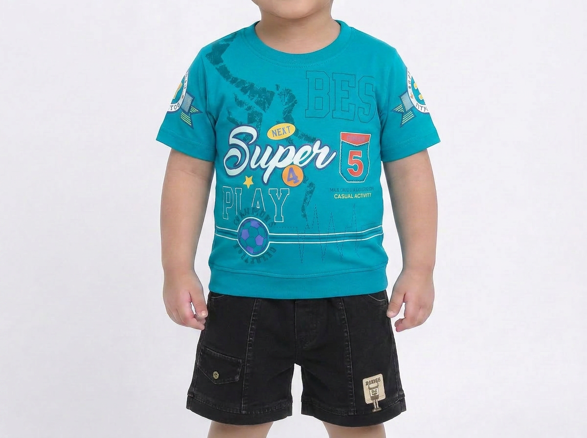 Kids half sleeve t-shirt and RFD-pant combo - Design Super5