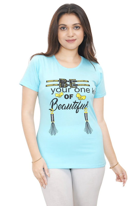 Ayu Elite Fashion Women Regular Fit Blue T-Shirt