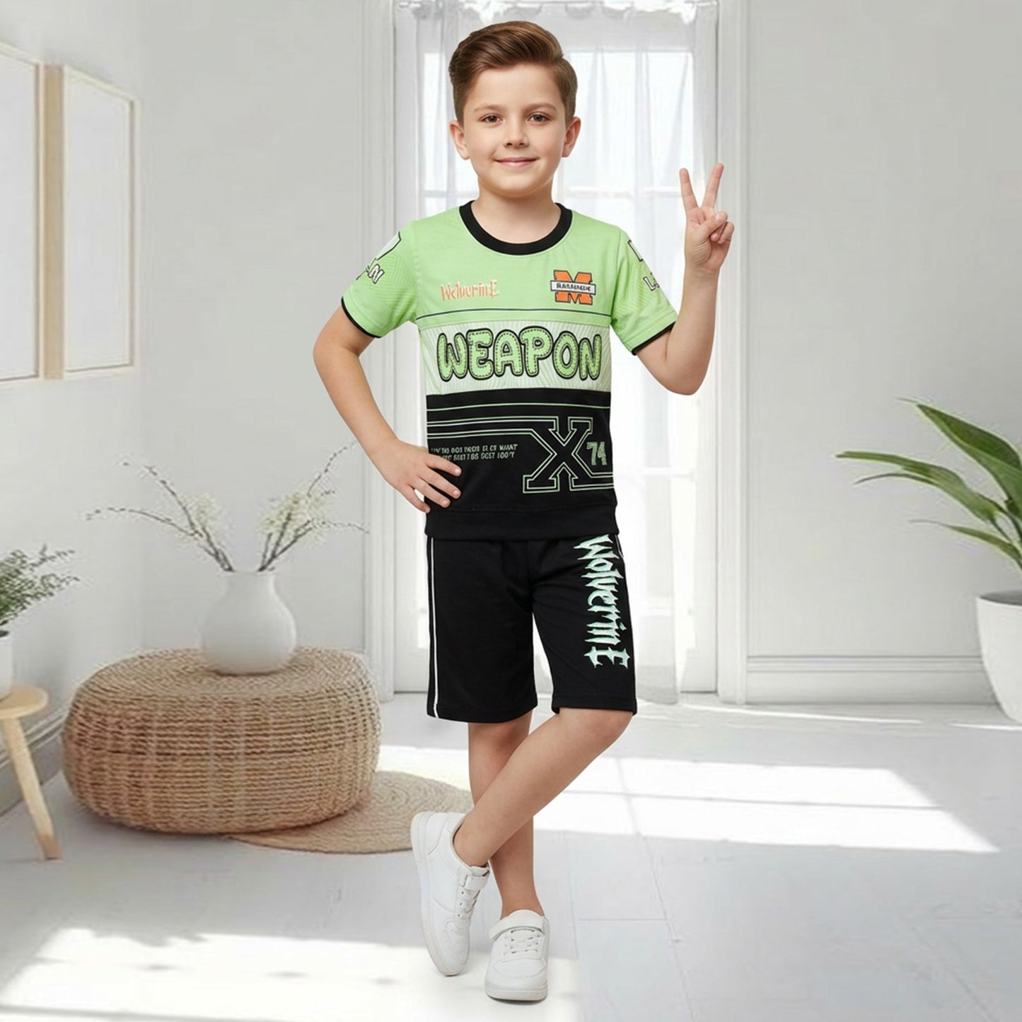 Kids half sleeve t-shirt and pant combo - Design Weapon