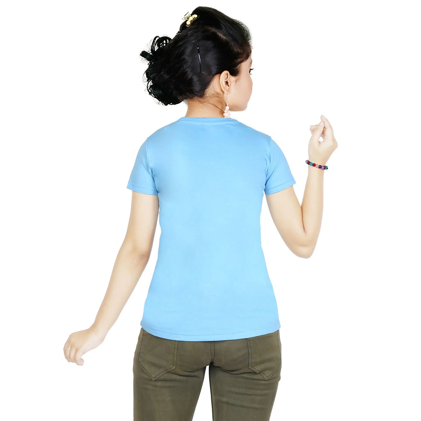 Girl’s Blossom Panda Print Cotton Sky Blue T-shirt (3 – 9 Years)